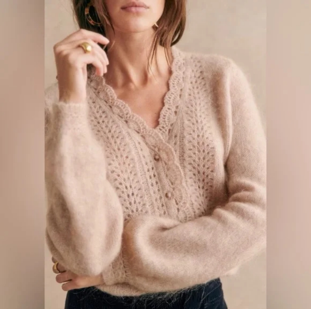 Sezane Angelie Cardigan in Beige